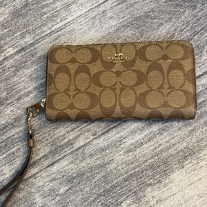 Coach Tan Signature Wristlet Wallet